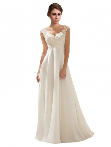 Buy V-Neck Lace Wedding Dress On Chiffon UK