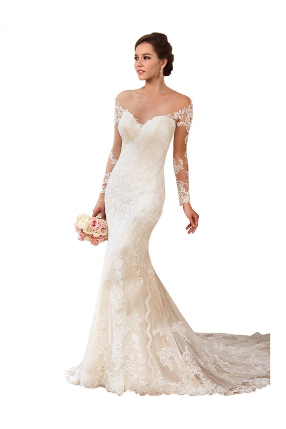 Buy Long Sleeves Maermaid Sweetheart Lace Wedding Dress UK