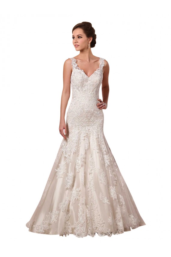 Buy Open Back Mermaid Tulle Wedding Dress with Lace Bodice UK