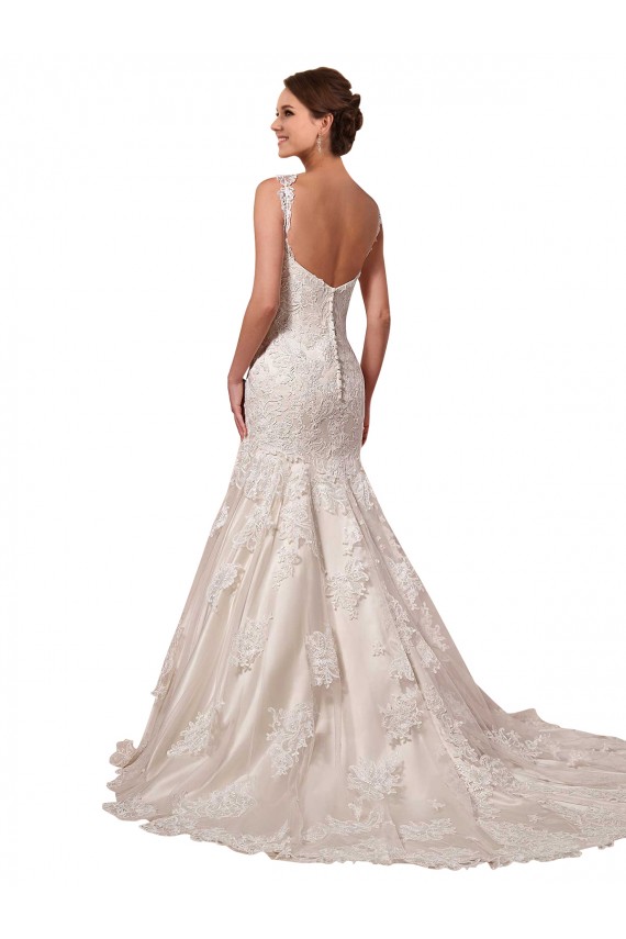 Buy Open Back Mermaid Tulle Wedding Dress with Lace Bodice UK
