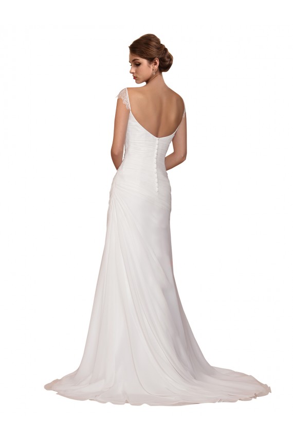 Buy V-Neck Sheath Chiffon Wedding Dress with Straps UK
