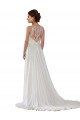 Buy Illusion Neck A-Line Chiffon Beach Wedding Dress with Lace Halter Neckline UK