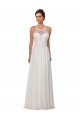 Buy Illusion Neck A-Line Lace and Chiffon Beach Wedding Dress UK