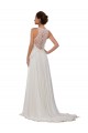 Buy Illusion Neck A-Line Lace and Chiffon Beach Wedding Dress UK