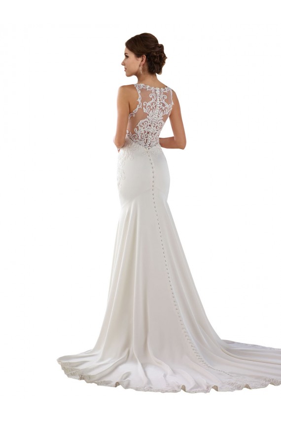 Buy Modern High Neck Sheath Wedding Dress with Lace Bodice UK