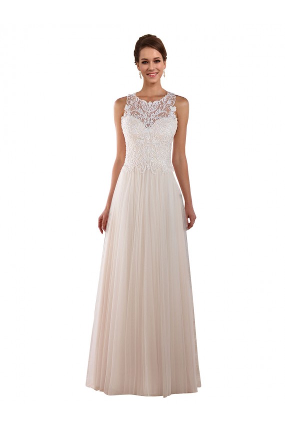 Buy High Neck A-Line Tulle Wedding Dress with Lace Back UK