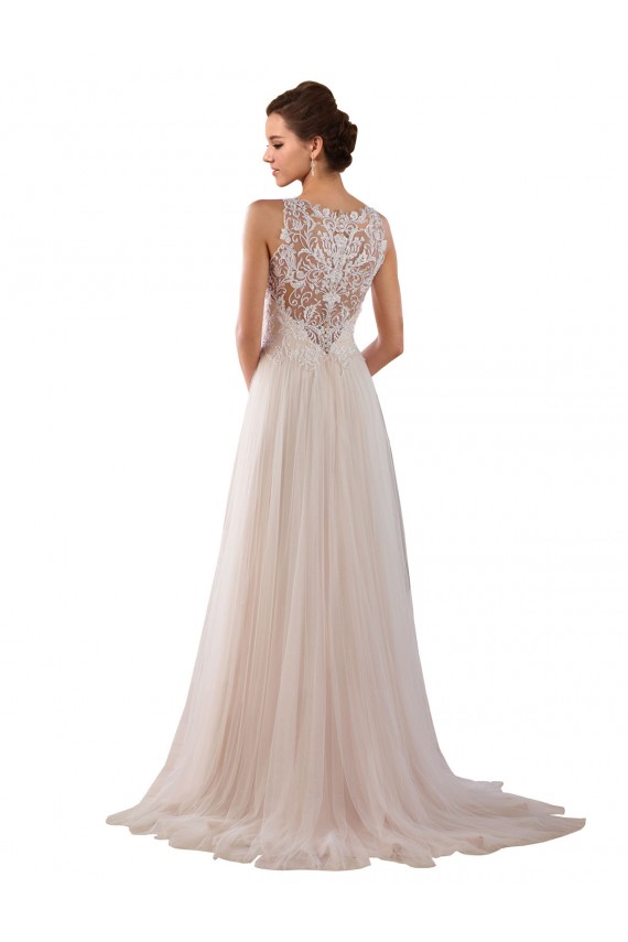 Buy High Neck A-Line Tulle Wedding Dress with Lace Back UK