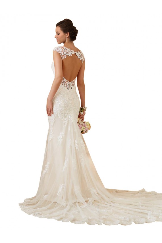 Buy Modern Chapel Train Sweetheart Mermaid Lace Wedding Dress with Keyhole Back UK