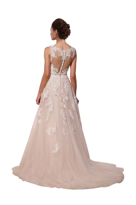 Buy Sweetheart A-Line Tulle Wedding Dress with Lace Illusion Back UK
