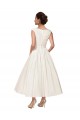 Buy V-Neck A-Line Short Ankle Length Satin Wedding Dress UK