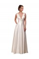 Buy Deep V-Neck A-Line Satin Wedding Dress with Pockets UK