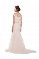 Buy Cap Sleeves Off the Shoulder Ruched Mermaid Tulle Beach Wedding Dress UK