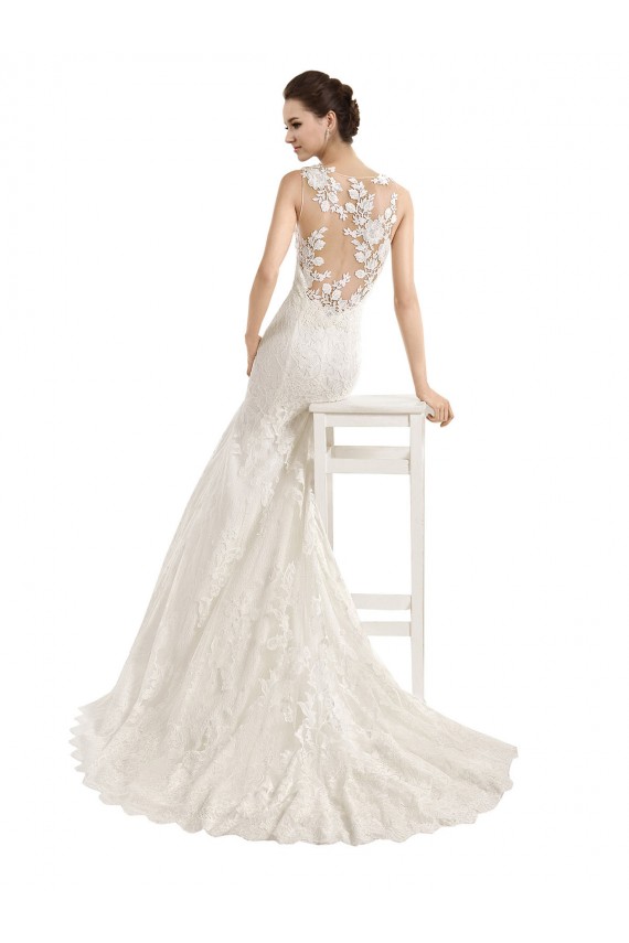 Buy Illusion Neck Mermaid All Over Lace Wedding Dress UK