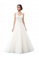 Buy Illusion Neck A-Line Tulle Beach Wedding Dress with Lace Bodice UK
