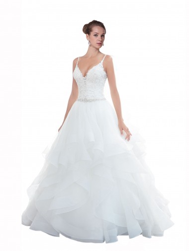 Buy Spaghetti Straps Ball Gown Beach Wedding Dress with Lace Bodice UK