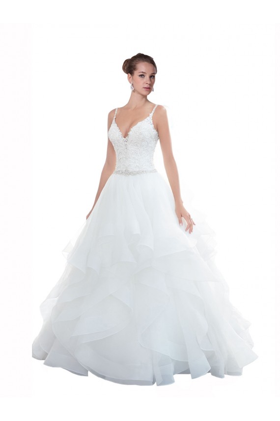 Buy Spaghetti Straps Ball Gown Beach Wedding Dress with Lace Bodice UK