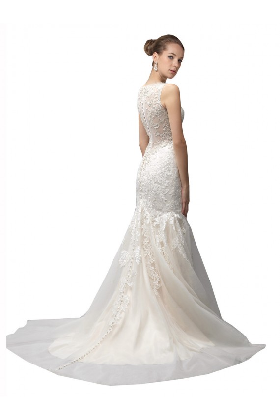 Buy Illusion High Neck Mermaid Lace Wedding Dress UK