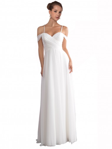 Buy Off the Shoulder A-Line Ruched Chiffon Beach Wedding Dress UK