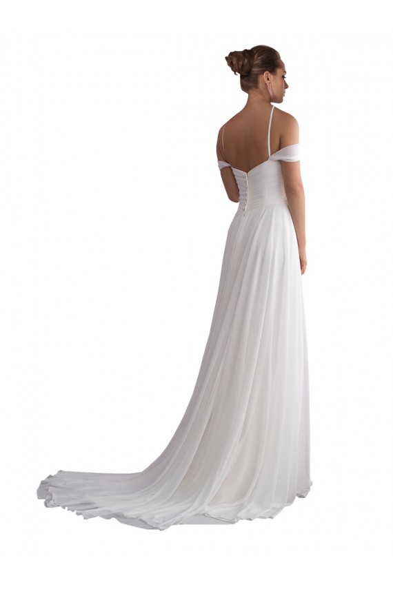 Buy Off the Shoulder A-Line Ruched Chiffon Beach Wedding Dress UK