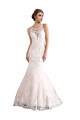 Buy Illusion Neck Fit and Flare Tulle Wedding Dress with All Over Lace UK