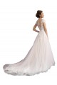 Buy Illusion Cap Sleeves A-Line Tulle Beach Wedding Dress with Lace Bodice UK