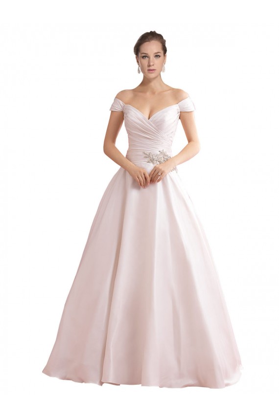 Buy Off the Shoulder Sweetheart Ball Gown Satin Wedding Dress UK