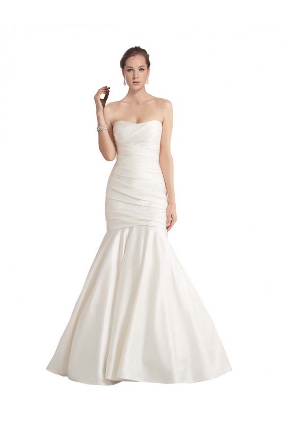 Buy Strapless Mermaid Ruched Satin Beach Wedding Dress with Low Back UK