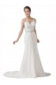 Buy Sweetheart Sheath Chiffon Beach Wedding Dress with Beaded Belts UK