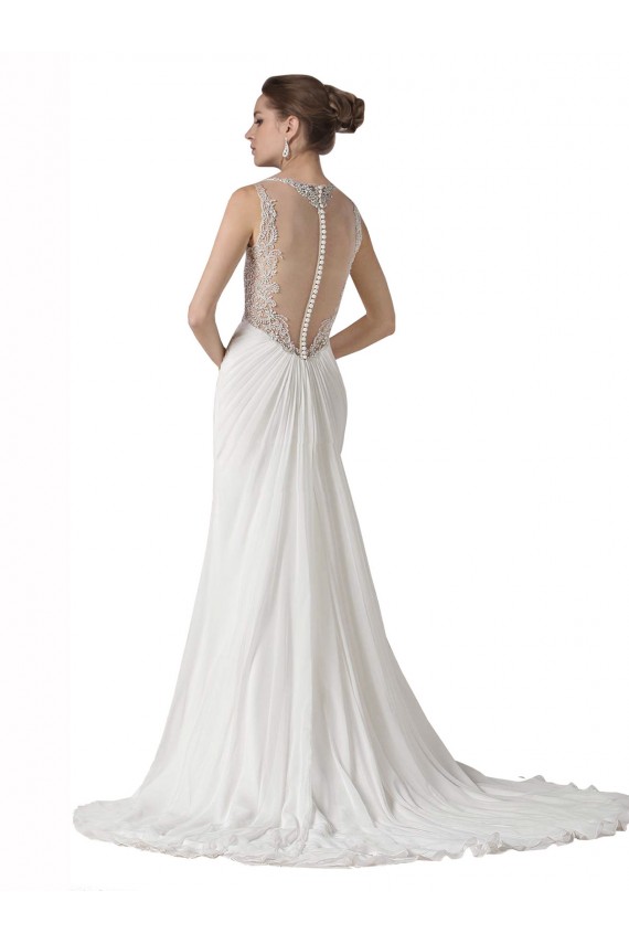 Buy Sweetheart Sheath Chiffon Beach Wedding Dress with Beaded Belts UK