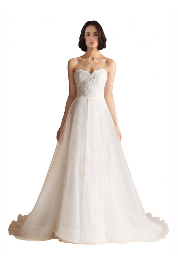 Buy Strapless Sweetheart Lace Bodice A-Line Organza Wedding Dress UK