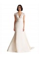 Buy V-Neck Lace Bodice A-Line Satin Wedding Dress with Keyhole Back UK
