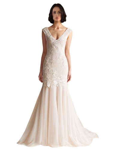 Buy V-Neck Mermaid Tulle Wedding Dress UK