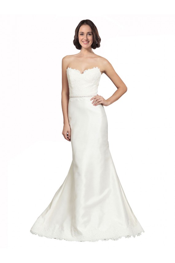 Buy Trumpet Satin Wedding Dress with Sweetheart Lace Bodice UK