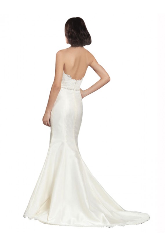 Buy Trumpet Satin Wedding Dress with Sweetheart Lace Bodice UK