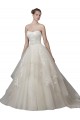 Buy Strapless Ball Gown Tulle Wedding Dress with Lace Appliques UK