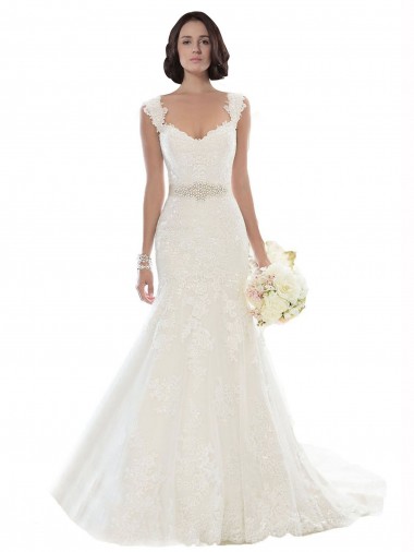 Buy Off the Shoulder Mermaid Lace Beach Wedding Dress with Beaded Belt UK
