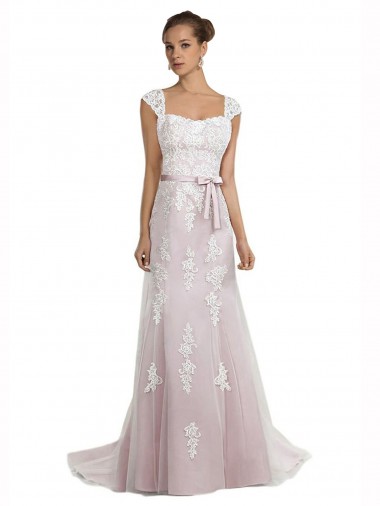 Buy Strapless Mermaid Tulle Lace Beach Wedding Dress with Belt UK