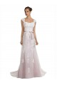 Buy Strapless Mermaid Tulle Lace Beach Wedding Dress with Belt UK