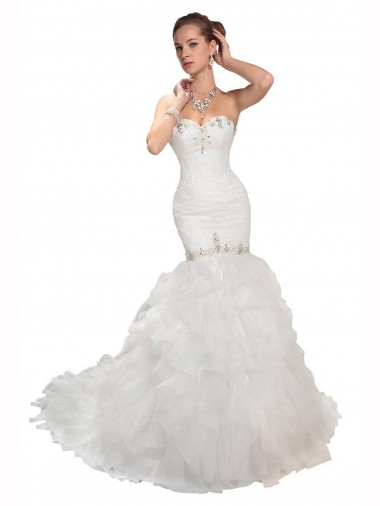 Buy Sweetheart Mermaid Cascading Organza Wedding Dress UK