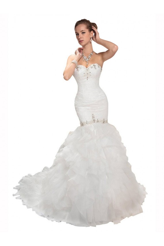 Buy Sweetheart Mermaid Cascading Organza Wedding Dress UK