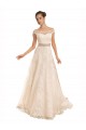 Buy Off the Shoulder Illusion Back A-Line Lace Beach Wedding Dress UK