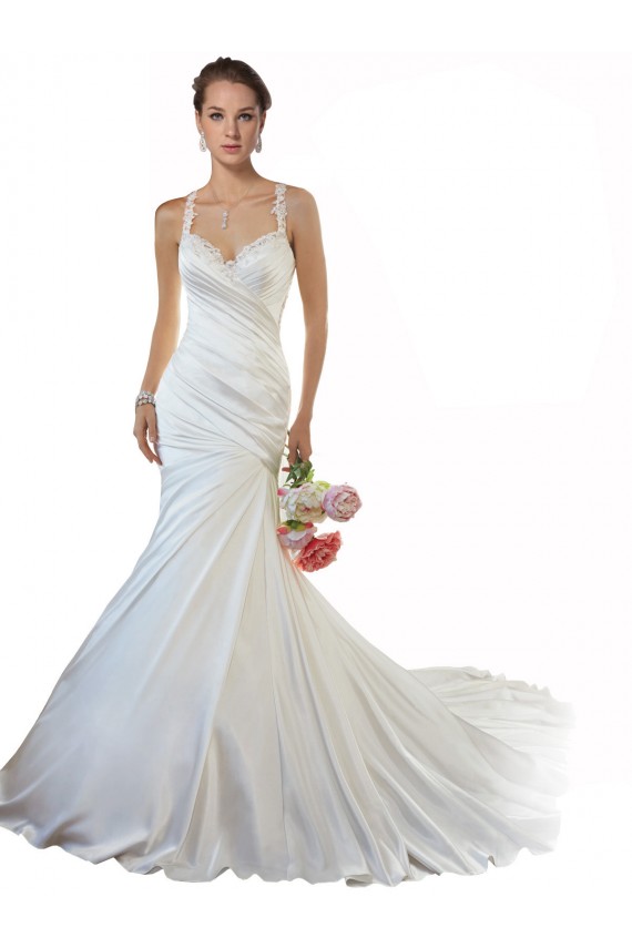 Buy Sweetheart Mermaid Satin Beach Wedding Dress with Illusion Lace Back UK