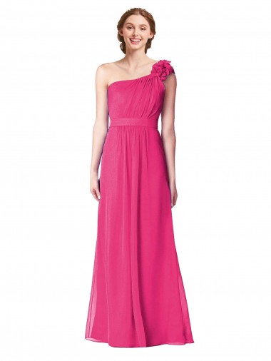 Buy Full Length One Shoulder Chiffon Bridesmaid Dress UK