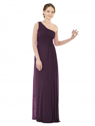Buy Draped One Shoulder Full Length Chiffon Bridesmaid Dress UK