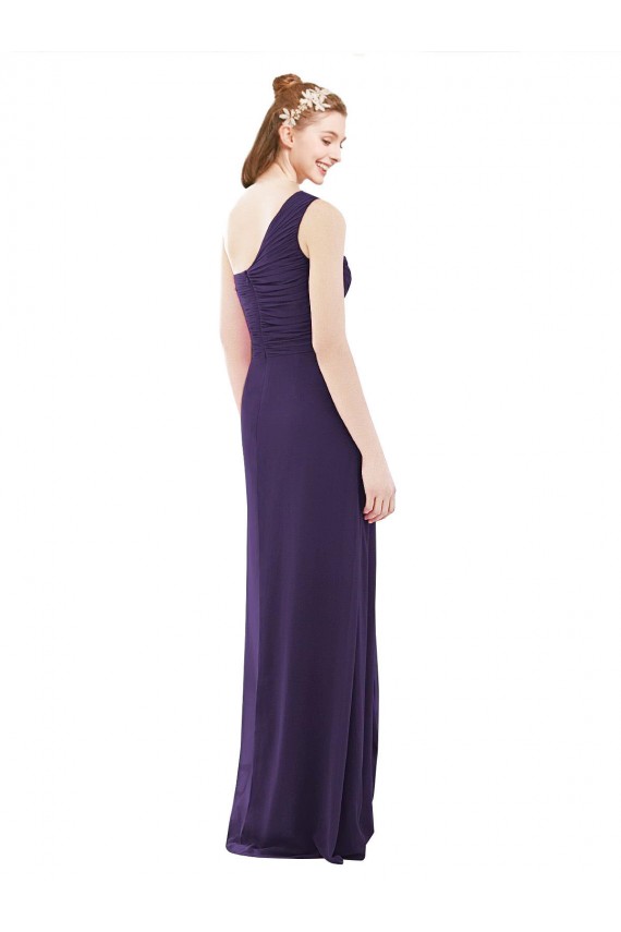 Buy Draped One Shoulder Full Length Chiffon Bridesmaid Dress UK