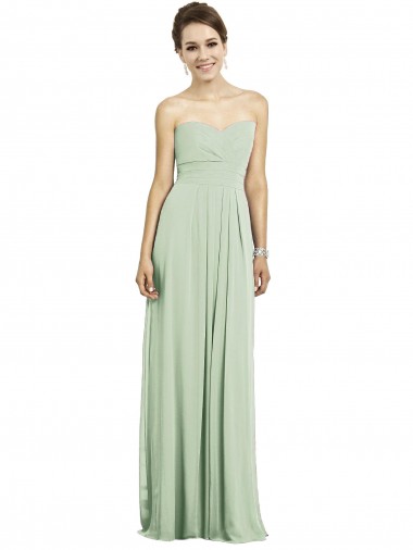 Buy Full Length Strapless Chiffon Bridesmaid Dress with Sweetheart Neckline UK