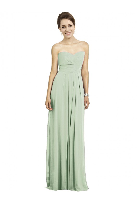 Buy Full Length Strapless Chiffon Bridesmaid Dress with Sweetheart Neckline UK