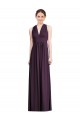 Buy Long Chiffon V-Neck Bridesmaid Dress with Shirred Bodice UK