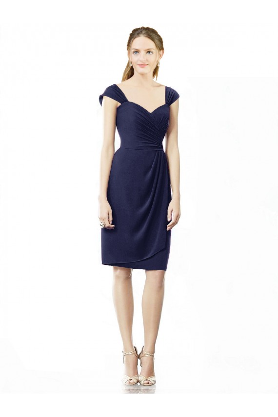 Buy Cocktail Length Short Cap Sleeves Chiffon Bridesmaid Dress UK