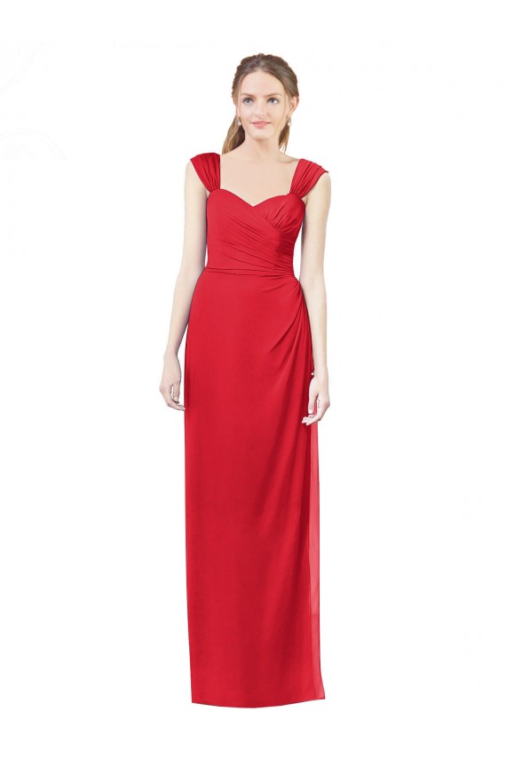Buy Long Chiffon Bridesmaid Gown with Neckline Straps UK